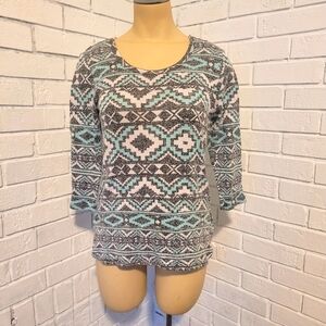 Bobbie Brooks Ladies' Aztec Print 3/4 Sleeve Top - Size M